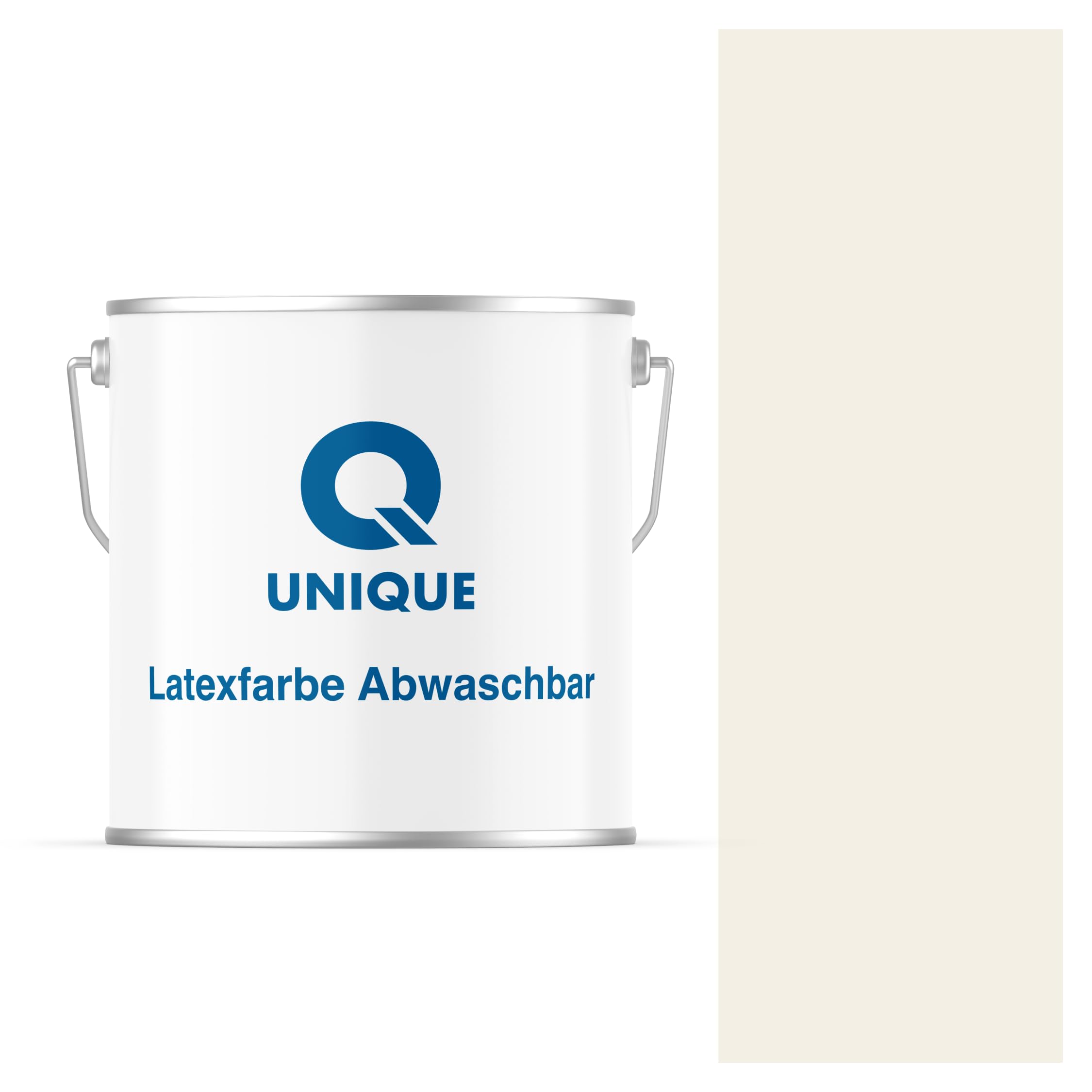 Q UNIQUE Latexfarbe ABWASCHBAR 5L (ca.35m2) Weiß-beige, Waschbare, hochdeckende, tiefmatte Latexfarbe auf Basis von Ethylen-Vinylacetat-Copolymer. VOC-frei, geeignet für Wände/Decken in Innenräu