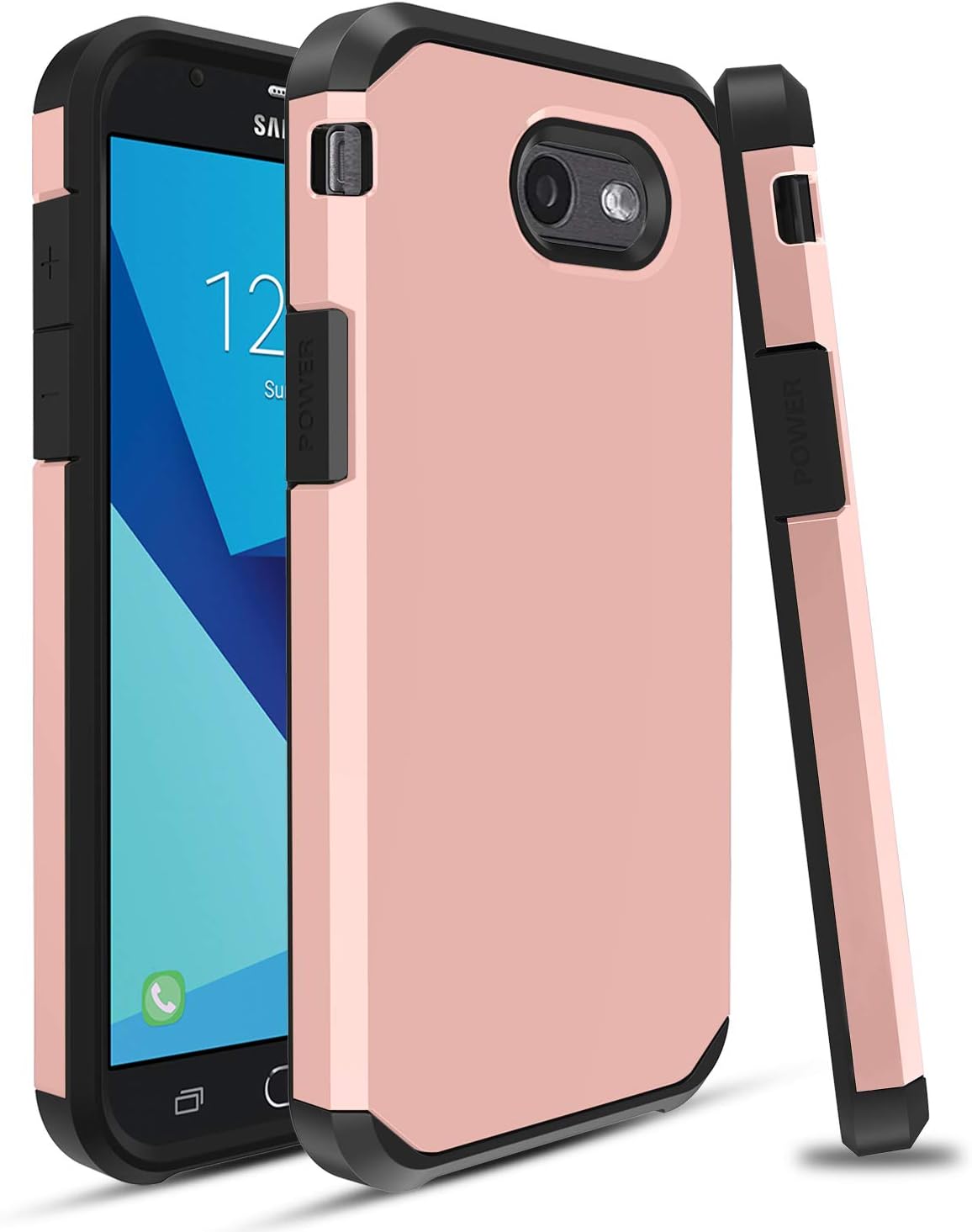 For Samsung Galaxy J3 Emerge / J3 Prime / J3 Mission / J3 Eclipse / J3 2017 / J3 Luna Pro / Sol 2 / Amp Prime 2 / Express Prime 2 Case, OEAGO Hybrid Dual Layer Defender Protective Case Cover (Black)