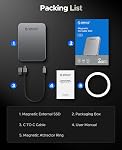 ORICO 256GB Magnetic Portable SSD, Metal Body, 4K 120 fps ProRes HDR Record and Store, Up to 460MB/s, USB C&A 2 in 1 Cable, External SSD Compatible with iPhone 16 Pro Max, Tablet, Computer - K5PLUS