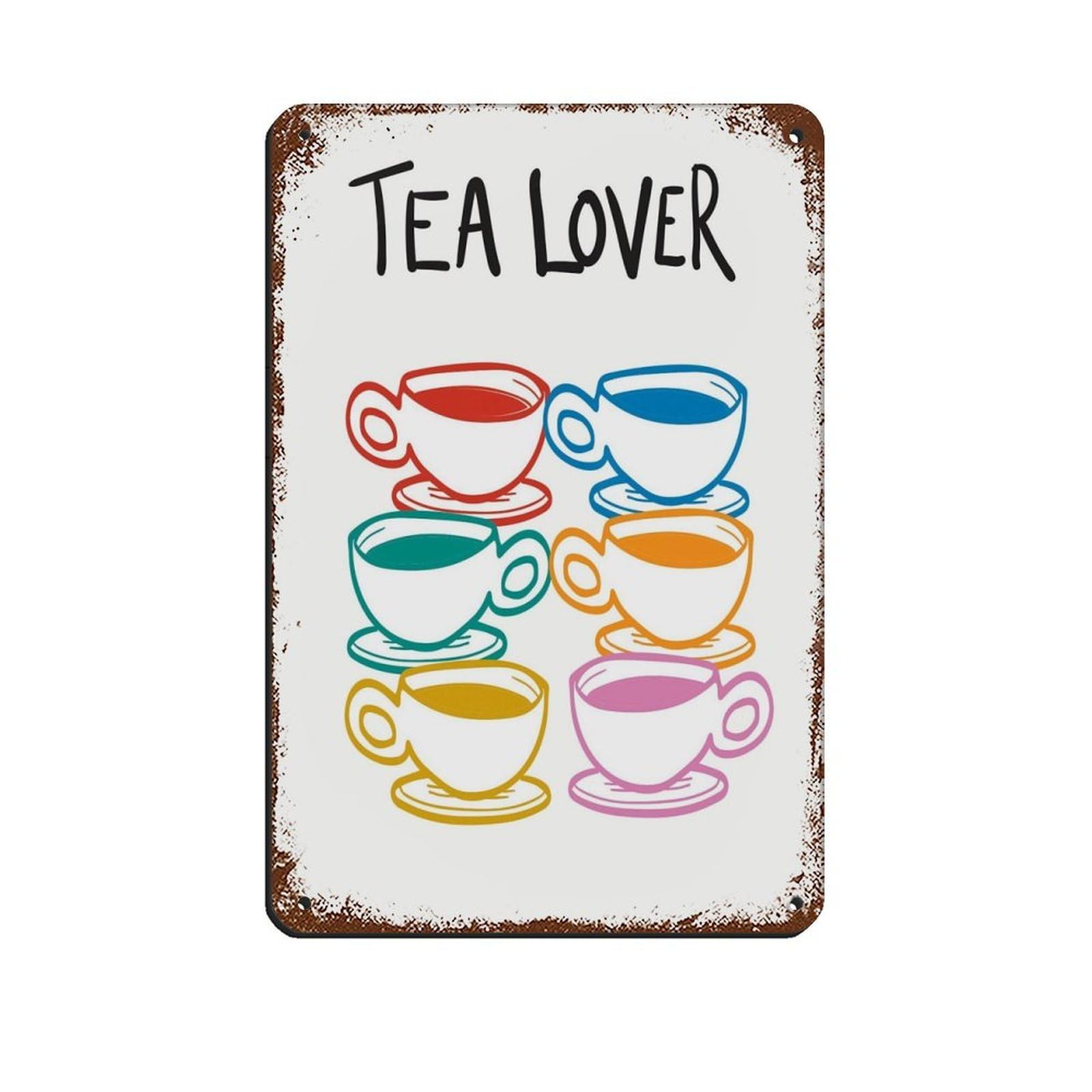 Hand Drawn Tea Lover Poster Tin Sign Vintage Metal Pub Club Cafe Bar Home Wall Art Decoration Poster Retro 8x12inch(20x30cm)