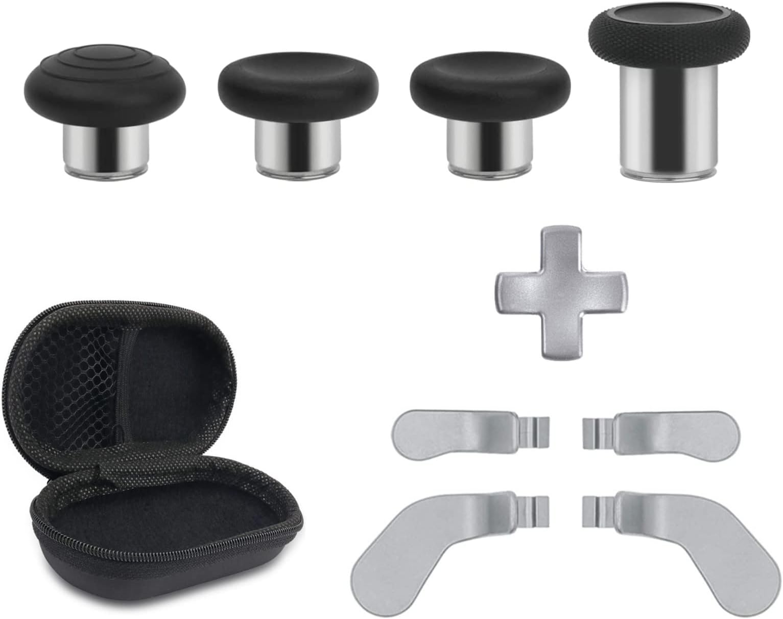 Metal Replacement Thumbsticks for Xbox Elite Controller Series 2 Core,Component Pack Includes 4 Swap Magnetic Joysticks,4 Paddles,1 Standard D-Pads, Accessories Parts for Xbox One Elite 2 (Silver)