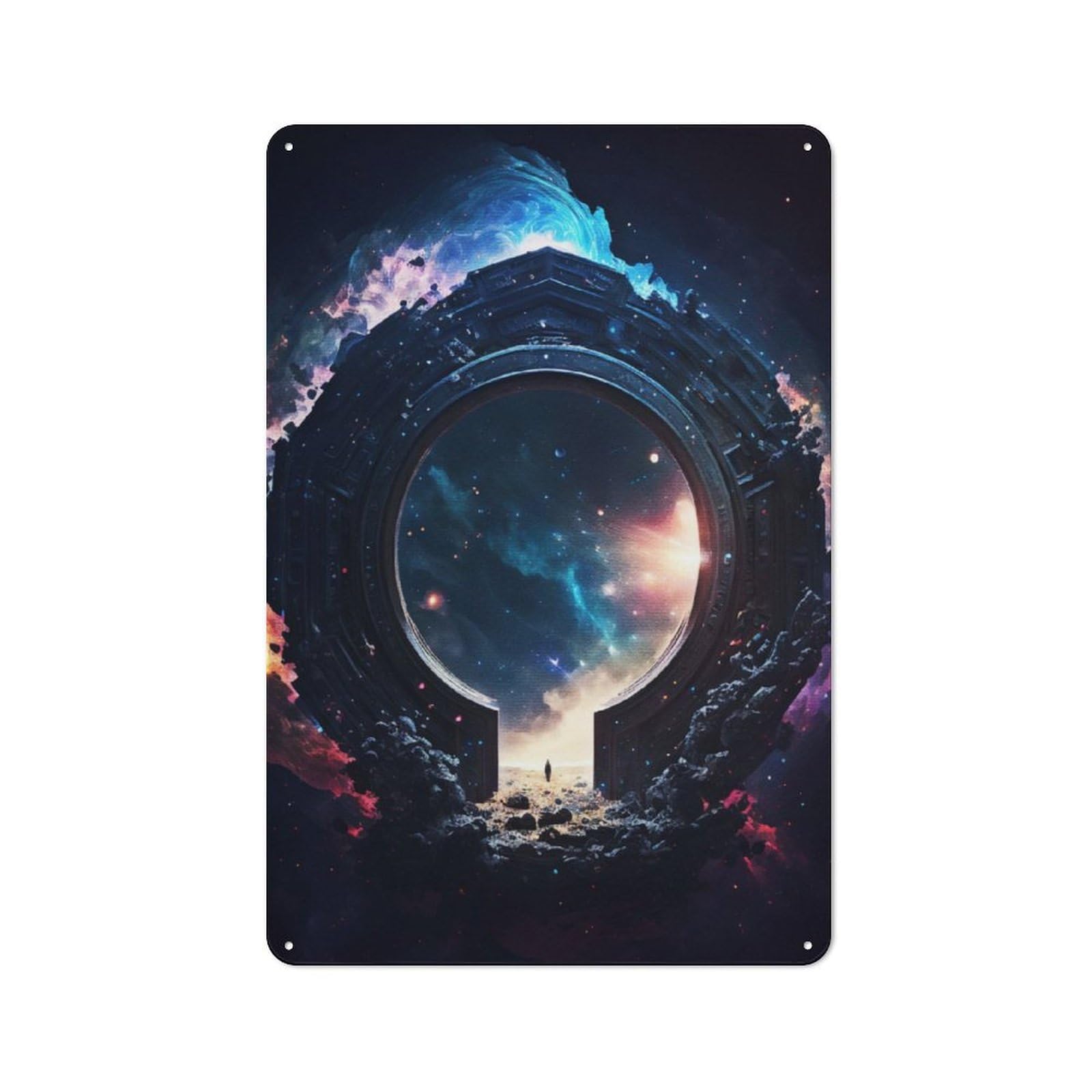 Junmoney Space Portal Magic Tin Wall Plaque 30X20cm With For Pub Or Café, For Collectors Of Retro Metal Wall Decor