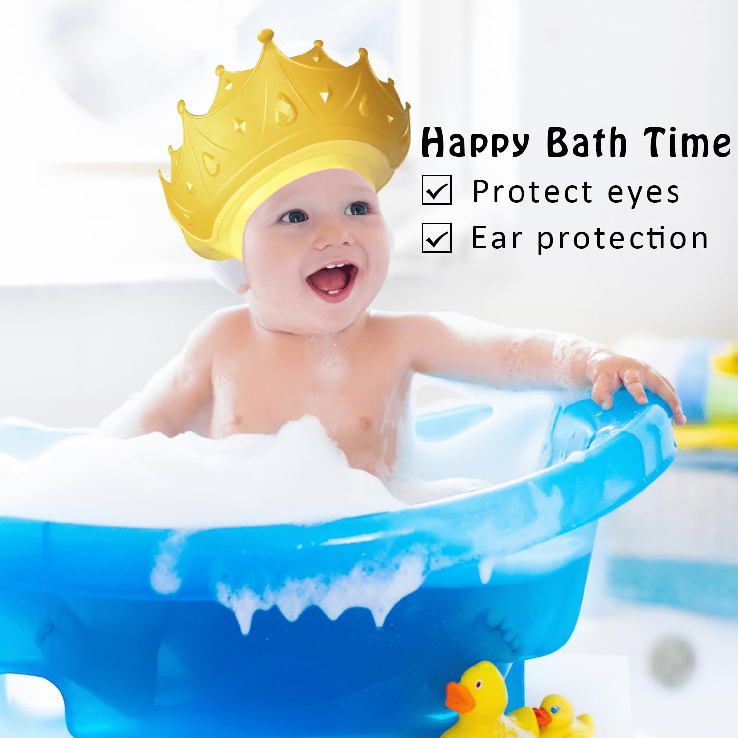 2 Cappelli Doccia Bambini - Cuffia Silicone Regolabile Per Shampoo