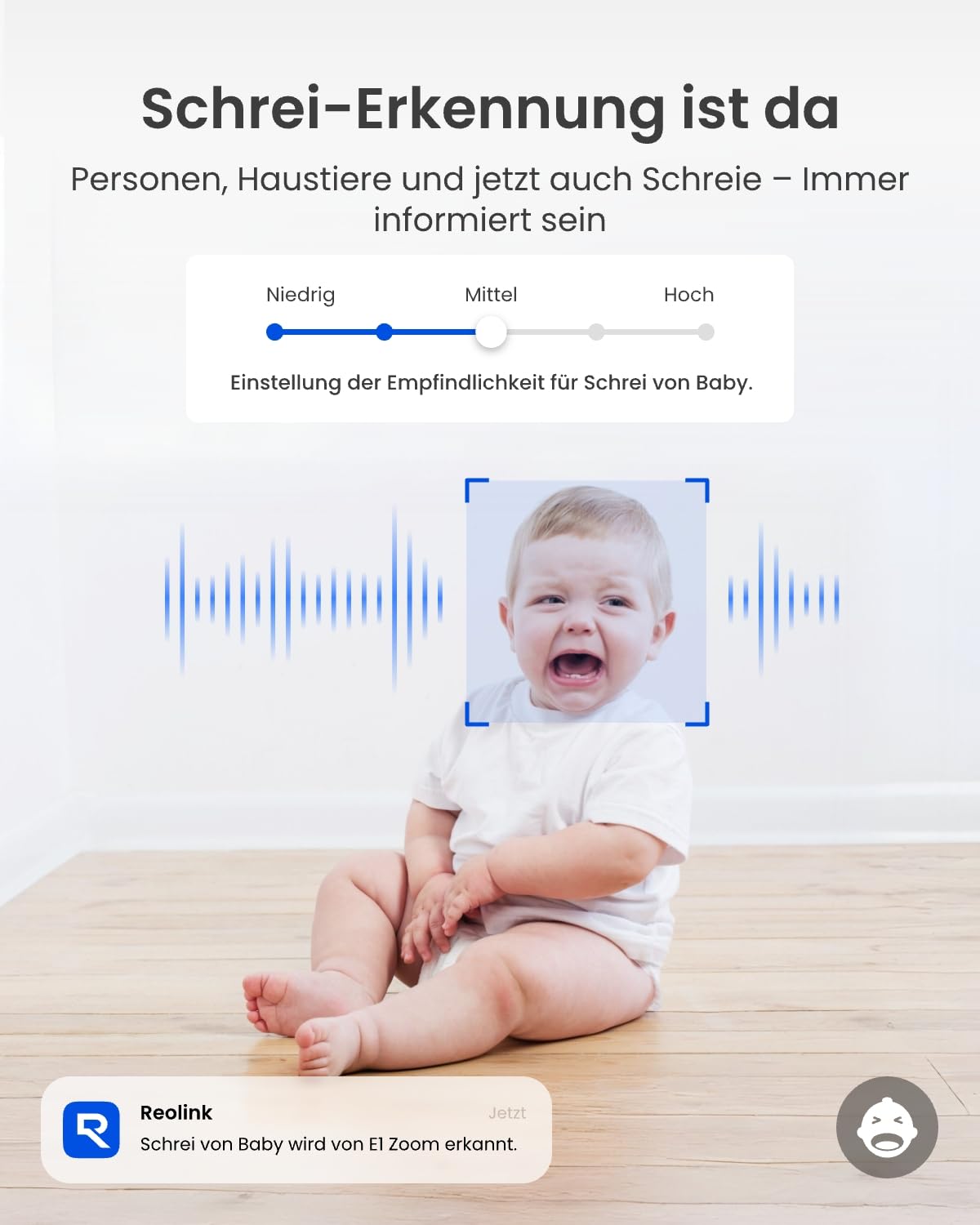 Reolink 4K PTZ WLAN Überwachungskamera Innen, 2,4/5 GHz Wi-Fi 6, Babyphone mit Kamera, 3X Optischer Zoom, Auto-Tracking, Indoor Kamera für Kids, Hundekamera, Mensch/Haustier/Schreierkennung, E1 Zoom