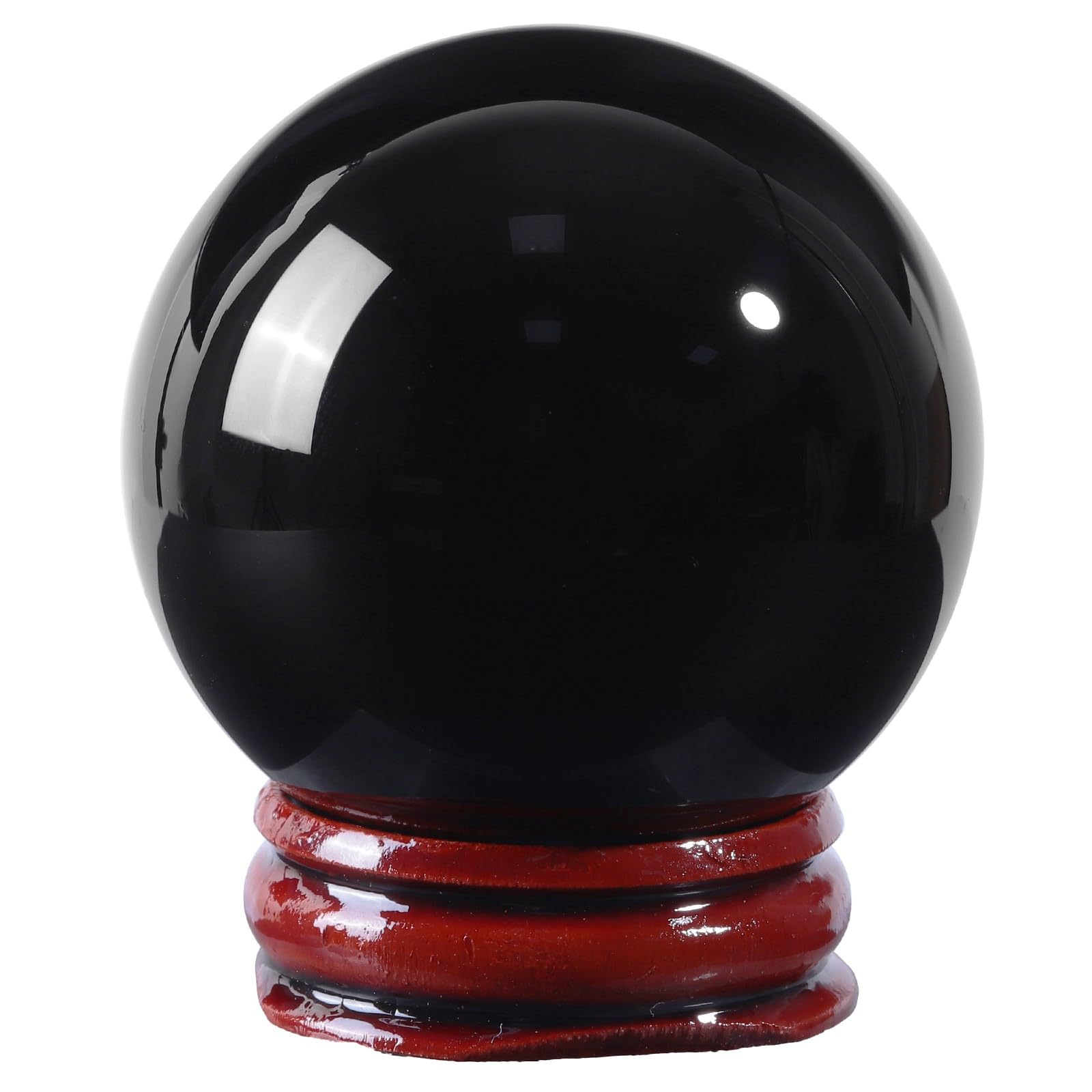Sphère d'obsidienne noire de 45 mm, sculpture en pierre décorative haut de gamme mookaitedecor