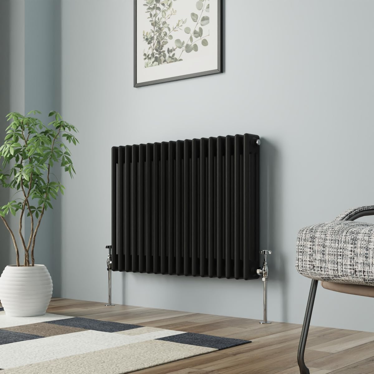NRG Column Radiator Black 600x832mm Triple Cast Iron Rads