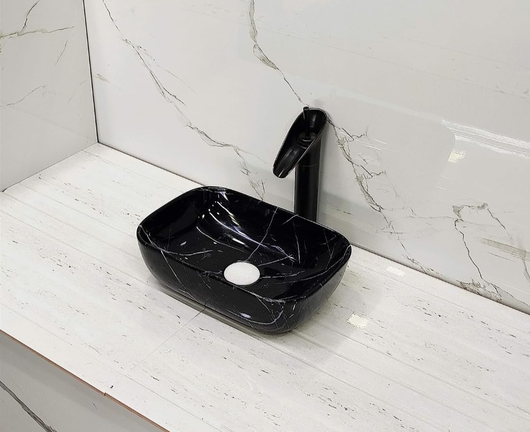 Washbasin Premium Designer Table Top Ceramic Wash Basin/Vessel Sink with Slim Rim for Bathroom Glossy Finish (05, 10x14) (B0CB4HDQM4) Amazon Price History, Amazon Price Tracker
