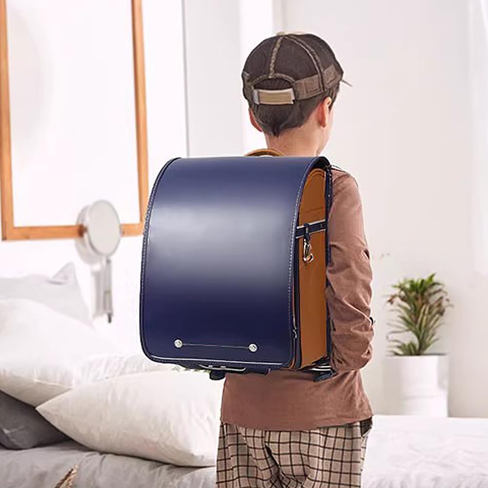 Borsa da Scuola in Stile Giapponese, può Contenere Cartelle A4, Protezione Posteriore E Traspirante, Pelle PU, Adatto A Ragazzi E Ragazze,B,35 * 26 * 15CM