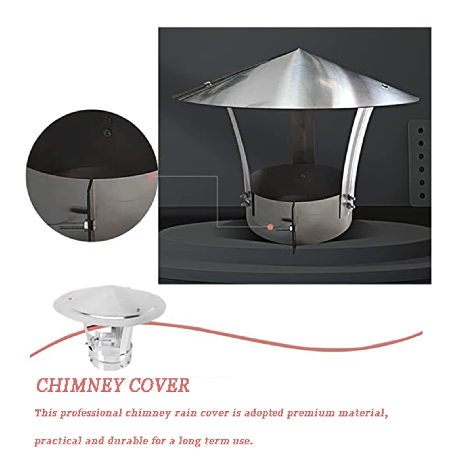 TISHITA Chimney Cap Exhaust Pipe Pipe Cap Protector Rainproof Air Vent Chimney Flue Cowl Pipe Duct Closure Easy Install Roof Vent Cap 15 2cm