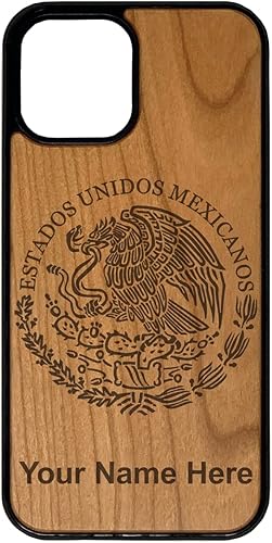 Miniatura 6 de LaserGram Funda de madera natural compatible con iPhone, bandera de México, grabado personalizado incluido (bambú)