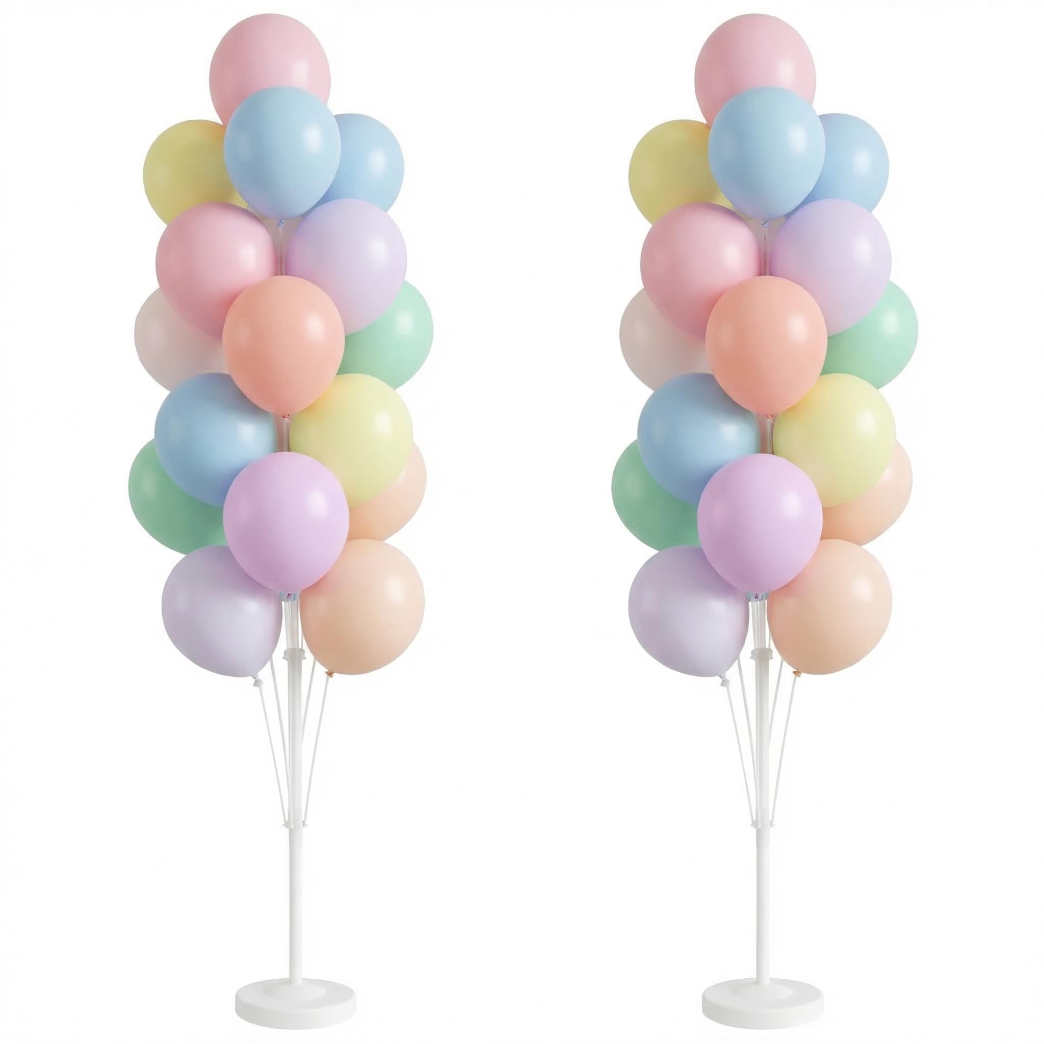 Photo 1 of Pastel Balloon Column Kit Set of 2 With Macaron Latex Balloons Stand Included - Base,Pole,Balloon Tower Backdrop Decoration for Wedding,Baby Shower,Bridal,Graduation,Birthday,Easter Party,Bachelorette