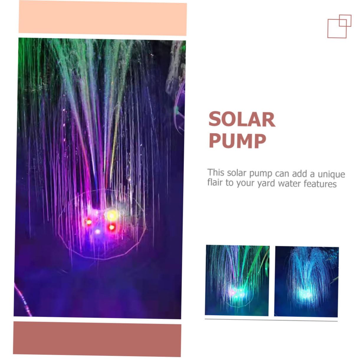 Toyvian 3,5w Solar Springbrunnenpumpe mit 1800mah Akku 240l/h Trockenlaufschutz für Gartenteich und Vogelbad Schwarz