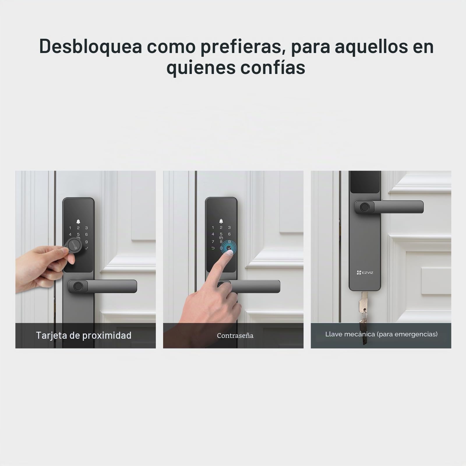 EZVIZ Cerradura inteligente DL05, cerradura de puerta de entrada sin llave 7 en 1, con acceso por huella dactilar: entrada sin llave segura, opciones de desbloqueo múltiples, alertas instantáneas