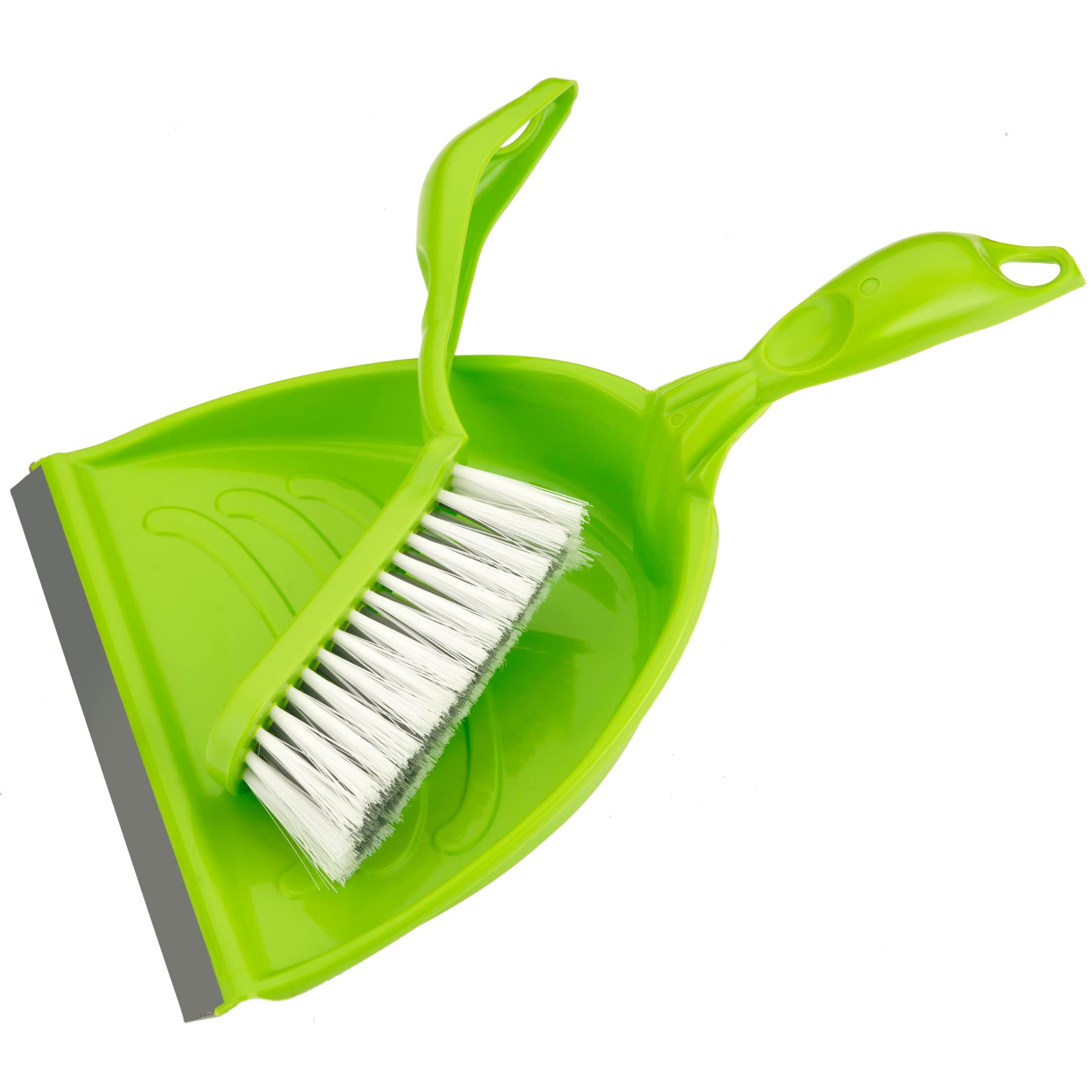 Proclean Dust Pan with Brush | Dust Pan with Rubber Strip | Color: Green
