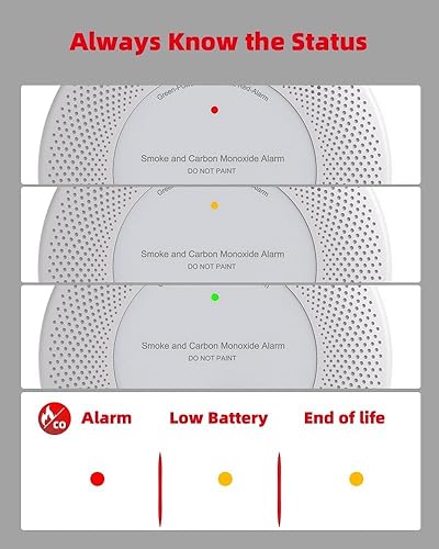 Miniatura 4 de Detector de humo y monóxido de carbono combinado de batería de 10 años, detector de CO 2 en 1 con LED brillante, para el hogar, garaje, RV, carcasa