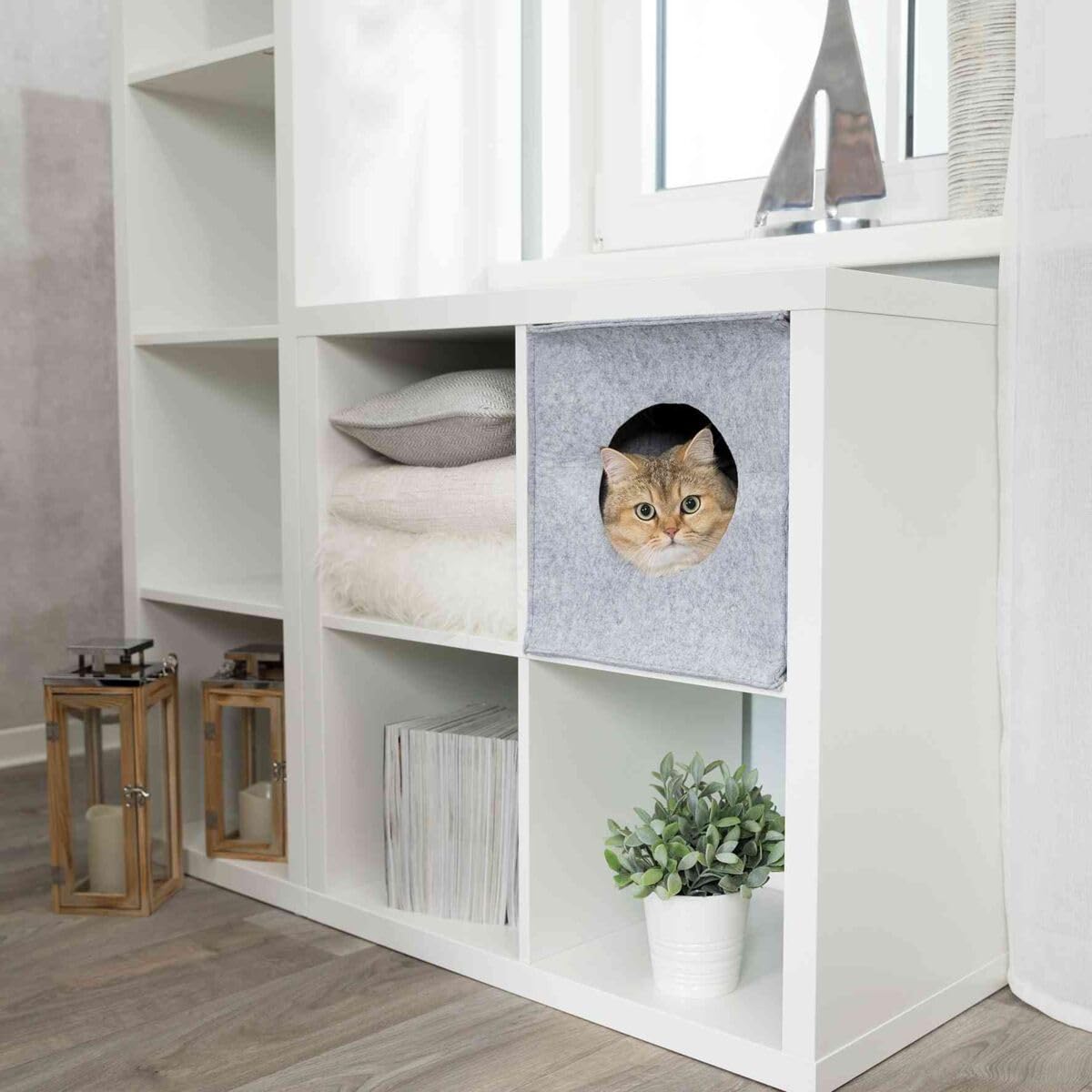 Trixie 36313 Przytulna jaskinia Anton do regału, 33 × 33 × 37 cm, szara