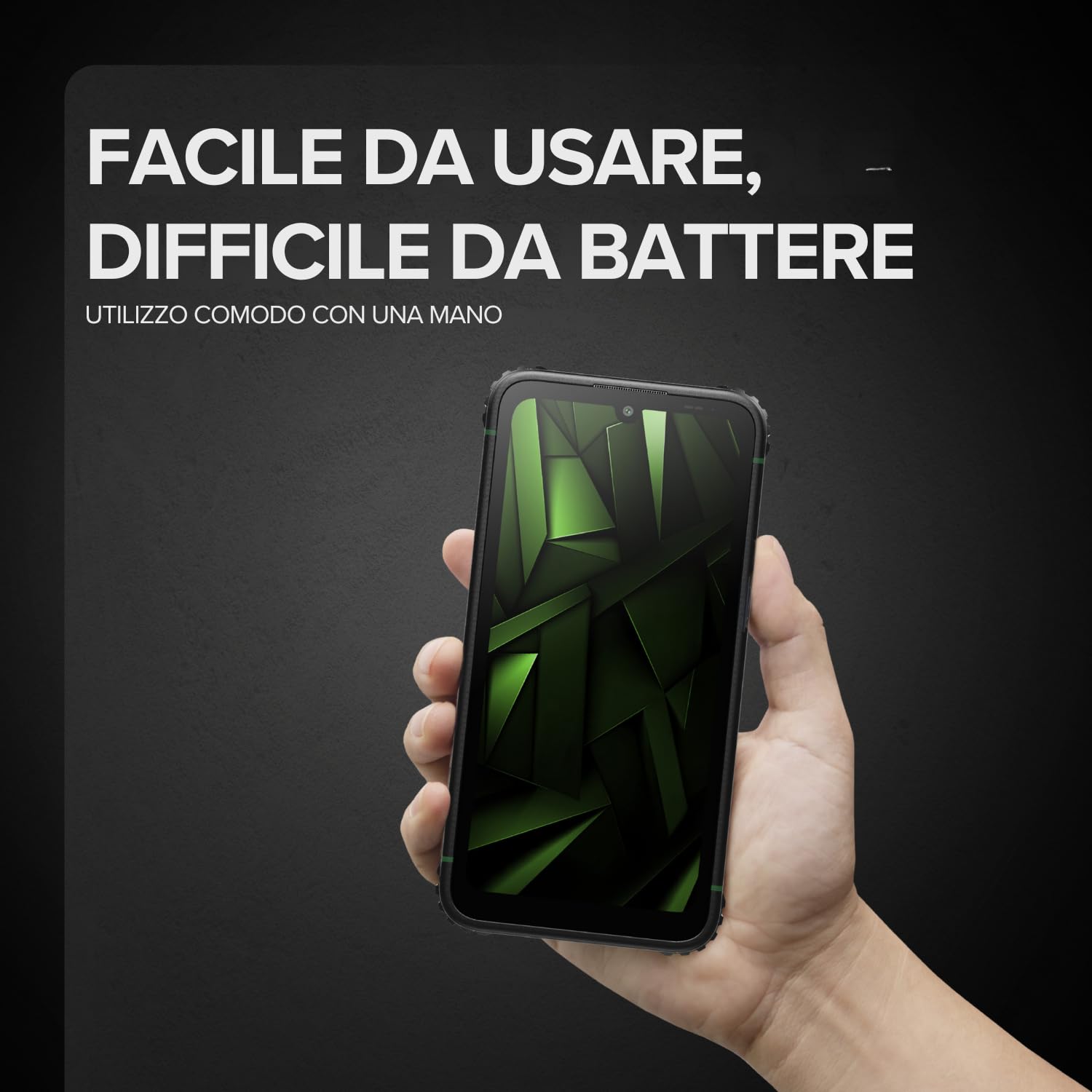 Hammer H Ranger Outdoor Cellulare, Smartphone, 4G LTE, 6/128 GB, 5000 mAh, Display da 6 pollici, 50 MP, Ultrawide, IP69, Gorilla Glass 5, NFC, Biometria, Jack da 3,5 mm, Dual SIM, eSIM