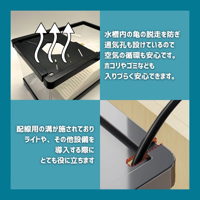 Amazon | COZENTA 亀 水槽 飼育ケース ケージ 高台 蓋付き アクリル製