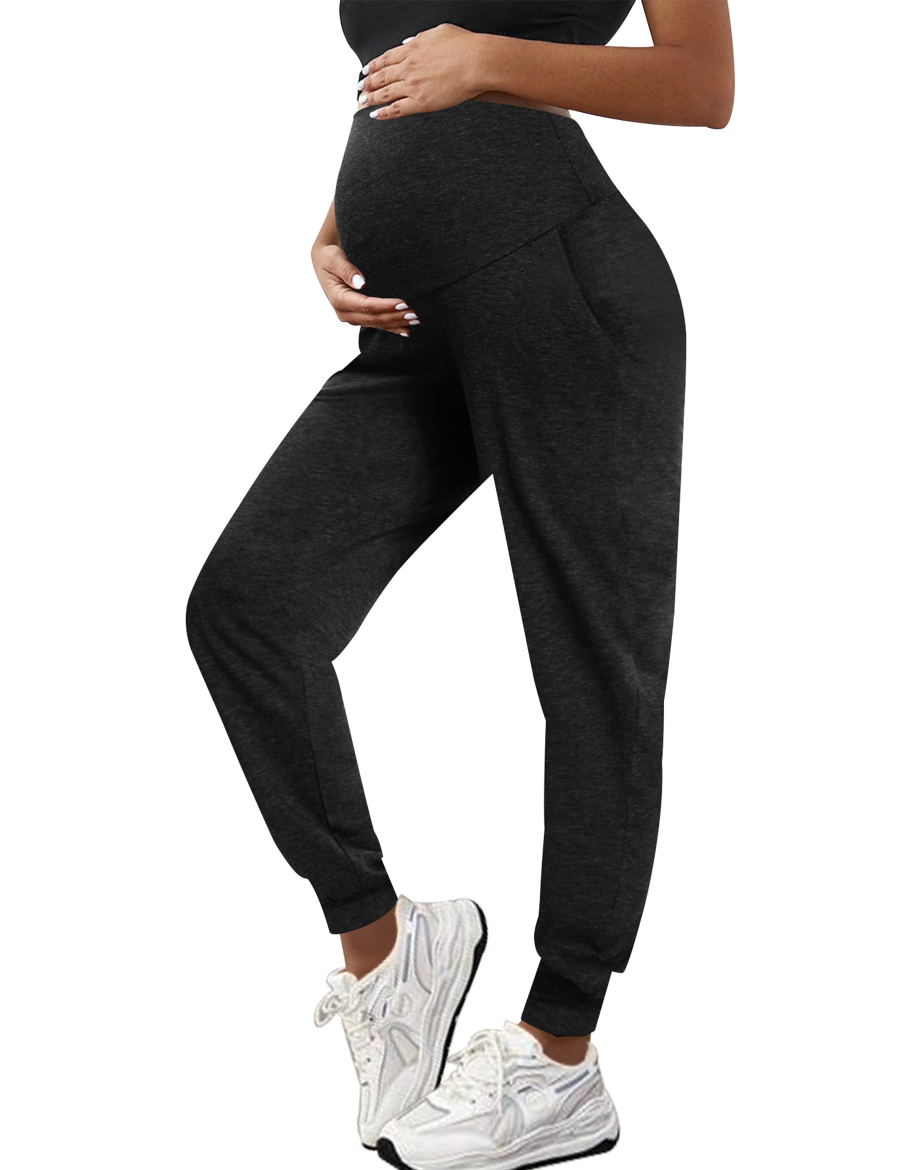Maternity Pants with Pockets/Stretchy Casual Workout Maternity Lounge Pants Pregnancy and Postpartum
