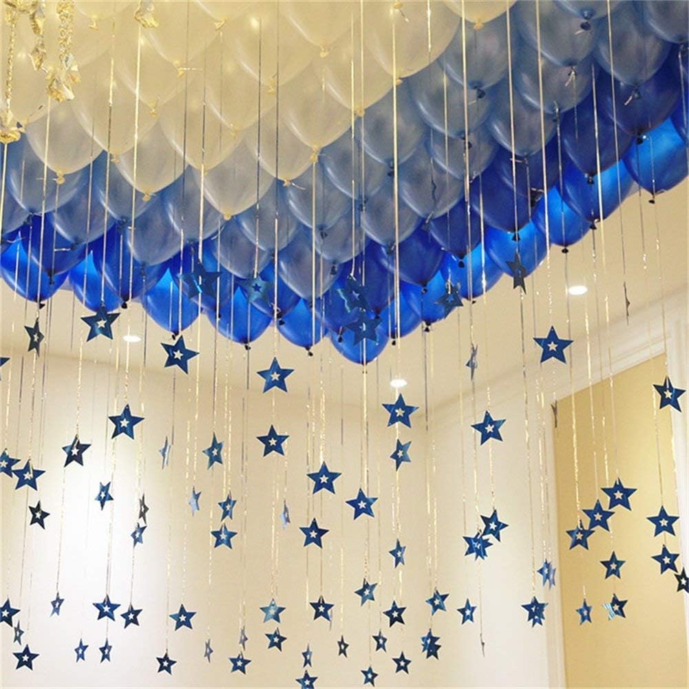 UTOPP 12" 100Pcs Dark Blue,Light Blue and White Balloons Foil Star Hanging String Kit, Valentine's Day Decorations,Wedding,Engagement,Bridal Shower Party Supplies