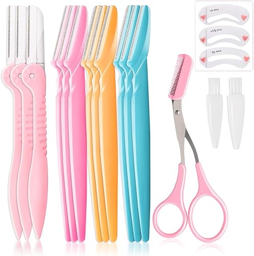 Miniatura 7 de 12 maquinillas de afeitar para cejas, maquinillas de afeitar faciales para mujeres, recortadoras exfoliantes, moldeador de cejas para mujeres,