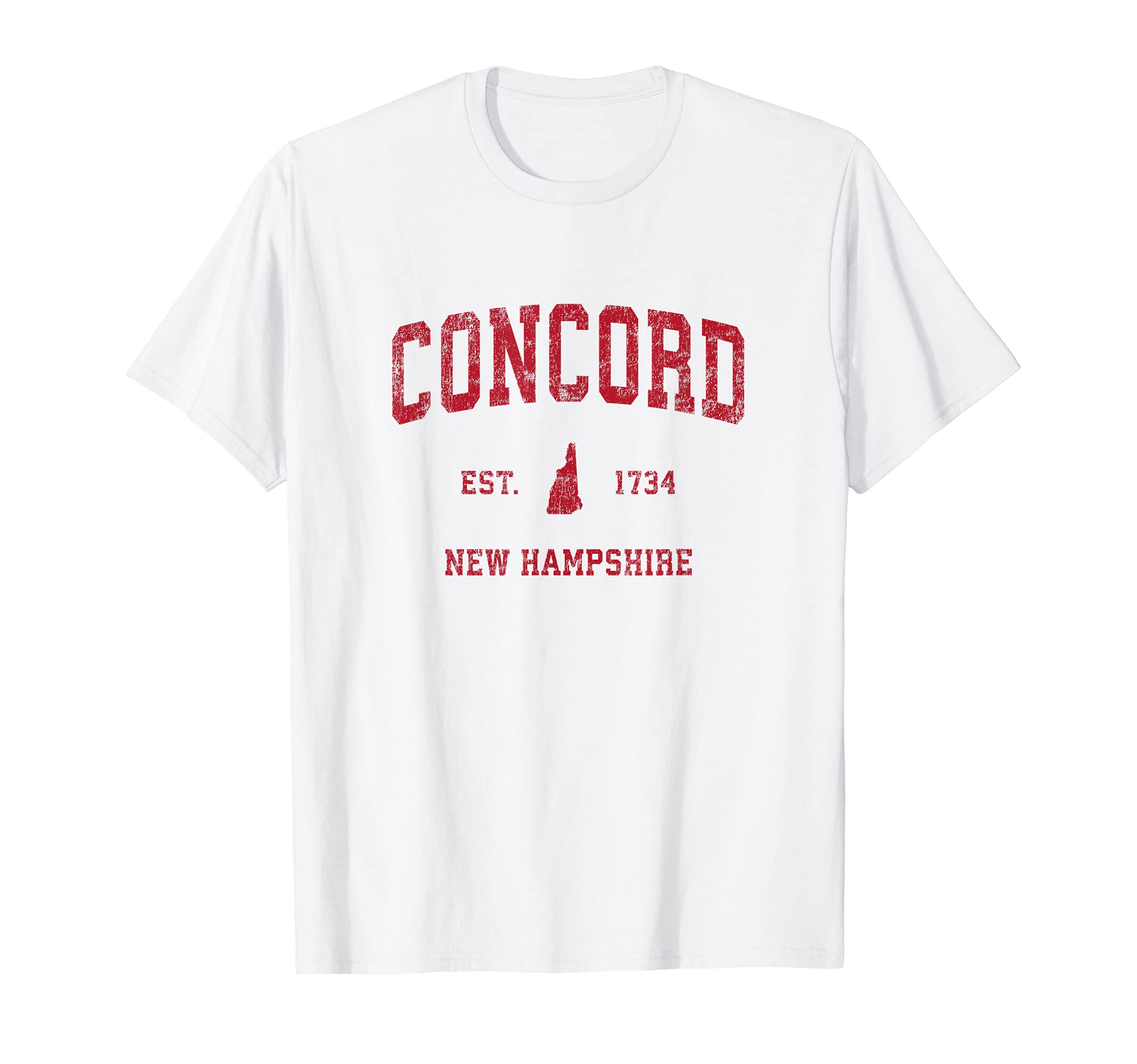 Concord New Hampshire NH Retro T-Shirts & GiftsConcord New Hampshire NH Vintage Sports Design Red Print T-Shirt