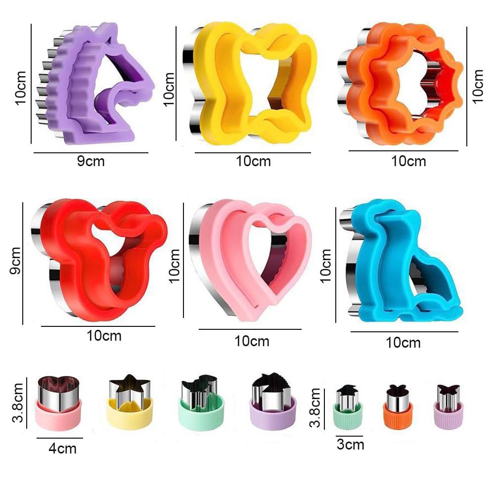 CANDeal Lot De 48 Emporte-pièces Et Scellants Pour Sandwichs, En Acier Inoxydable, Pour Fruits, Légumes, Biscuits, Biscuits, Formes Avec Bâtonnets De Fruits, Moules Incrustables En Forme De Cœur