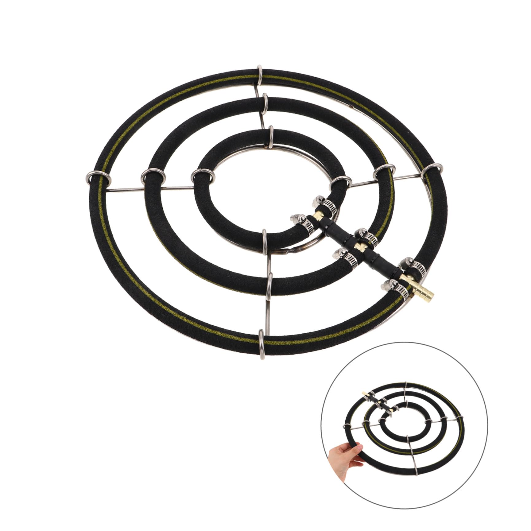 Hemobllo Anillo para Oxigenación Mejorada para Acuario Difusor de Burbujas de Oxígeno de 35cm en Acero Inoxidable 3 Aros, Liberación Fina de Burbujas en Acuarios Familiares y Granjas