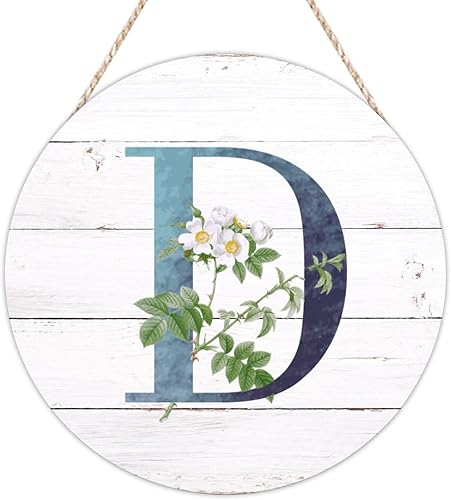 Vista 67 de Welcome Sign for Wall Initial Letter C Blue Round Wood Signs Monogram White Floral Wood Plaque Fresh Flowers 12in Mid Century Home Wall Decor for