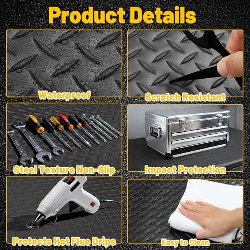 Image of Workbench Mat, Large Work Bench Mat with Non-Slip Texture, 2mm Thick Scratch & Stain Resistant Surface for Painting, Woodworking, Crafting, Building and Tool Protection (Black, 23.62 inch x 94.49 inch)