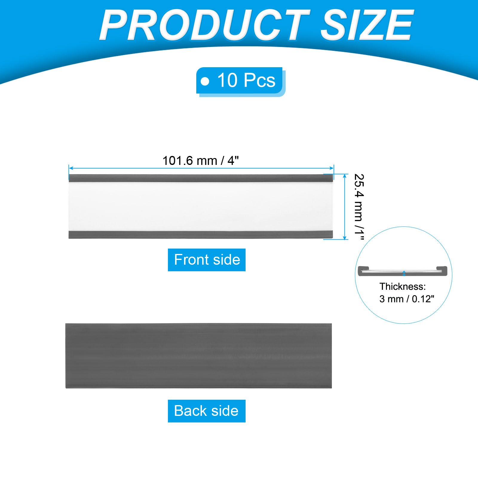PATIKIL Magnetic Label Holder 4" x 1" with Paper Inserts - Image 2