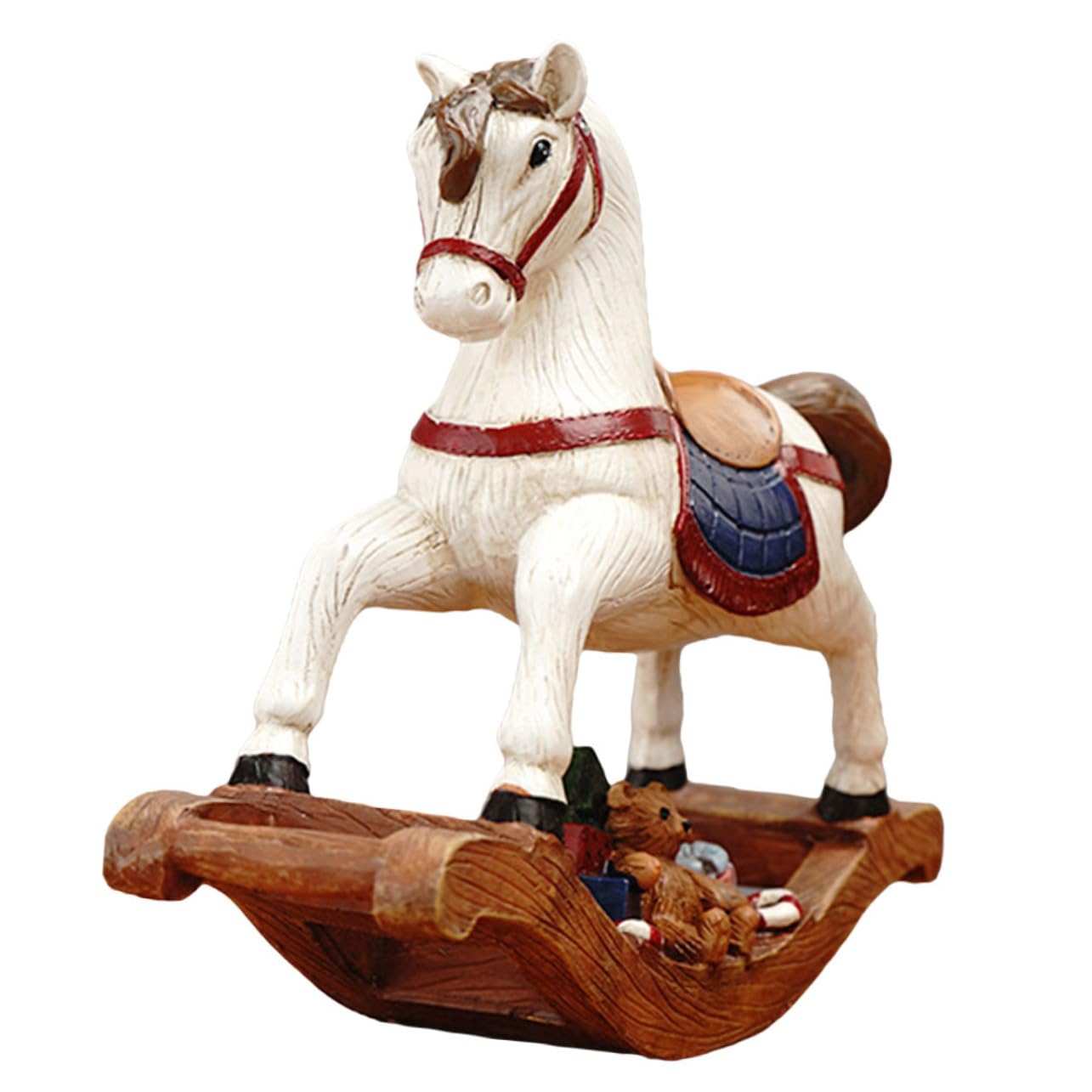 Resin Schaukelpferd Weihnachtsschmuck Tischdeko für Weihnachten Lustiges Hobbyhorse Ornament für Wohnzimmer und Schlafzimmer Weihnachtsdekoration für Zuhause
