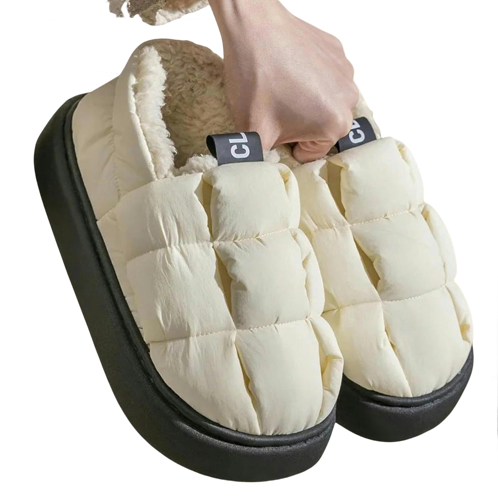 Ciabatte Donna Invernali Solle Spesse Non Slip per Comfort Interno, Esterno E Casual - Pantofole di Cotone Calde-white-38-39