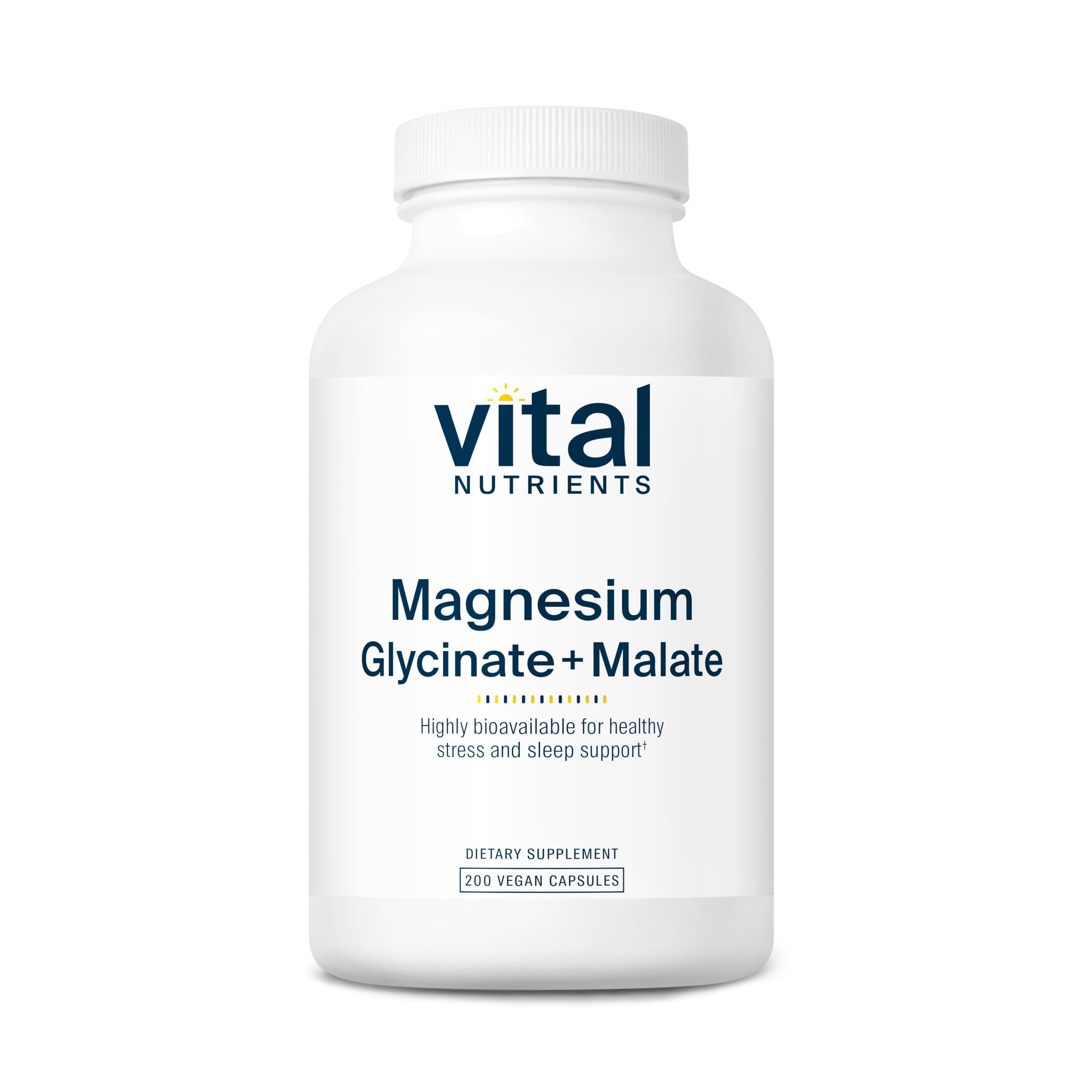 Vital Nutrients Magnesium Glycinate + Malate | 120mg Vegan Magnesium Supplement for Women and Men | Muscle, Heart, Bone Support* | Promotes Relaxation | Gluten, Dairy and Soy Free | 200 Capsules