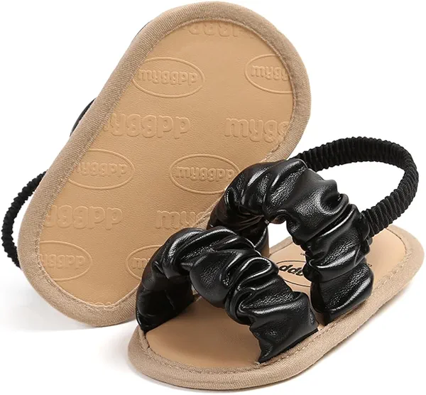 COSANKIM Infant Baby Girls Summer Sandals with Flower Soft Sole Newborn Toddler First Walker Crib Dress Shoes