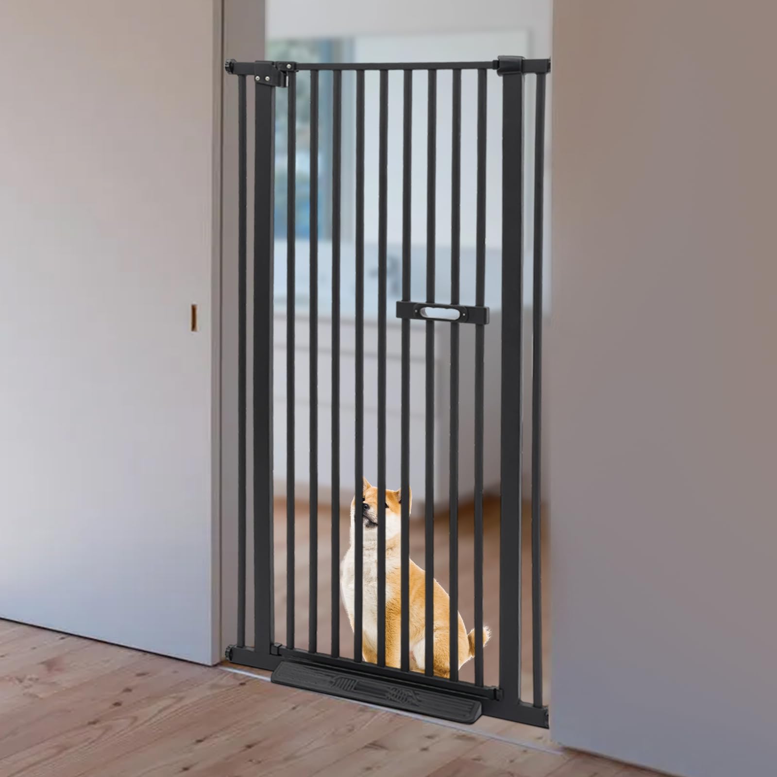 Puerta de protección para mascotas, puerta de animales de gato extra alta, puerta extensible de seguridad para mascotas, puerta de seguridad con pedal 76-85 cm, extensible para dormitorios
