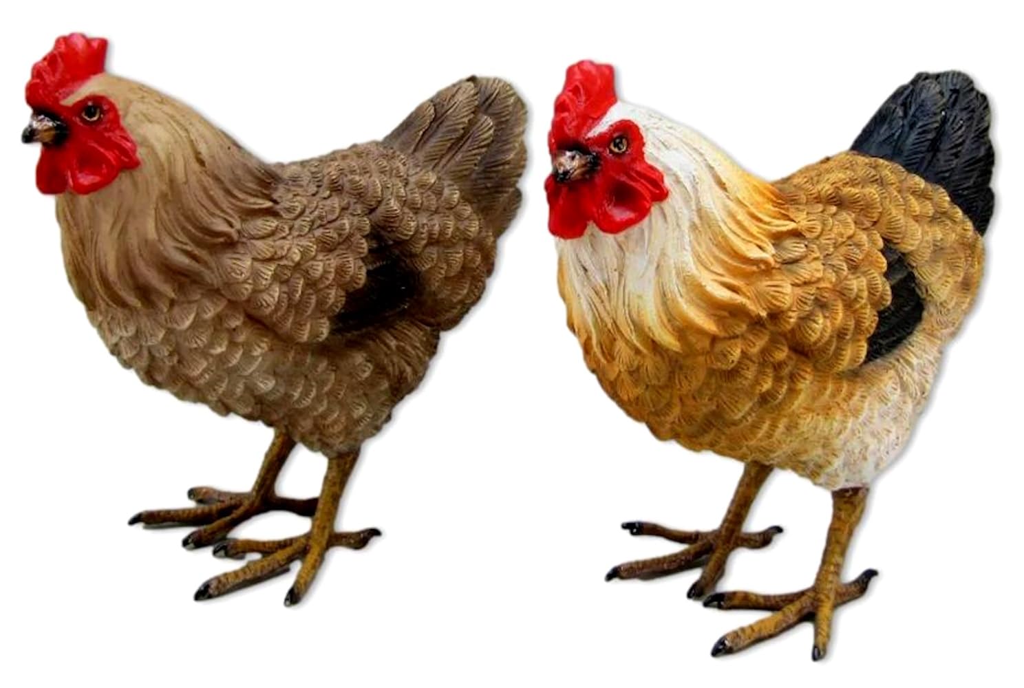 Distinctive Designs 4.5" Resin Chicken Figurines - Set of 2 - Chicken Home Decor - Chicken for Farmhouse, Country, or Cabin Decor