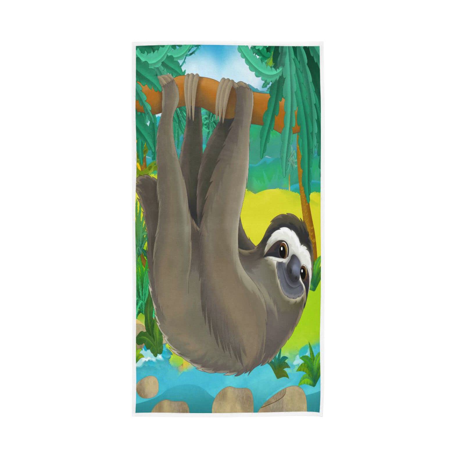 LSRCPD Hand Towels Funny Sloth Decor Fingertip Soft Face Towel Absorbent Bathroom Kitchen Towels