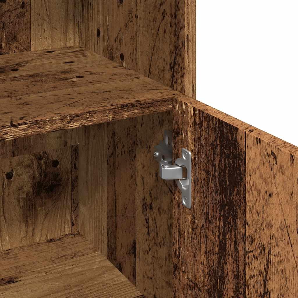 Szafka łazienkowa o wyglądzie starego drewna, 30 x 30 x 95 cm, materiał drewnopochodny, szafka łazienkowa z drzwiami, miejsce do przechowywania środków czyszczących, odporna na wilgoć, trwała