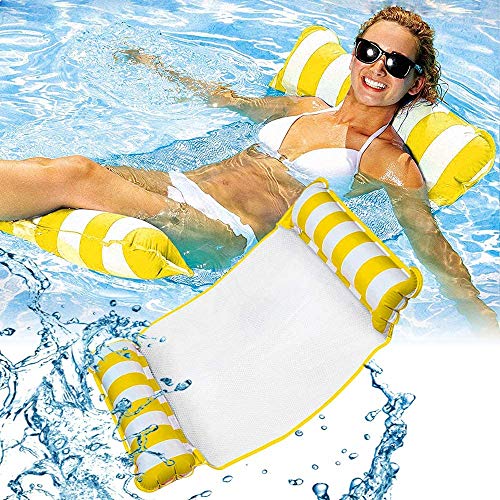 STAROUR 浮き輪 フロート 大人用 水上ハンモック スイムセンターファミリーラウンジプール 浮き輪ベッド ビーチボード 強い浮力 アクアラウンジ 夏対策 海遊び 水遊び プール 海水浴 らくちん ウォーターベッド 水辺でゆったり 背もたれ付浮き輪 イエロー