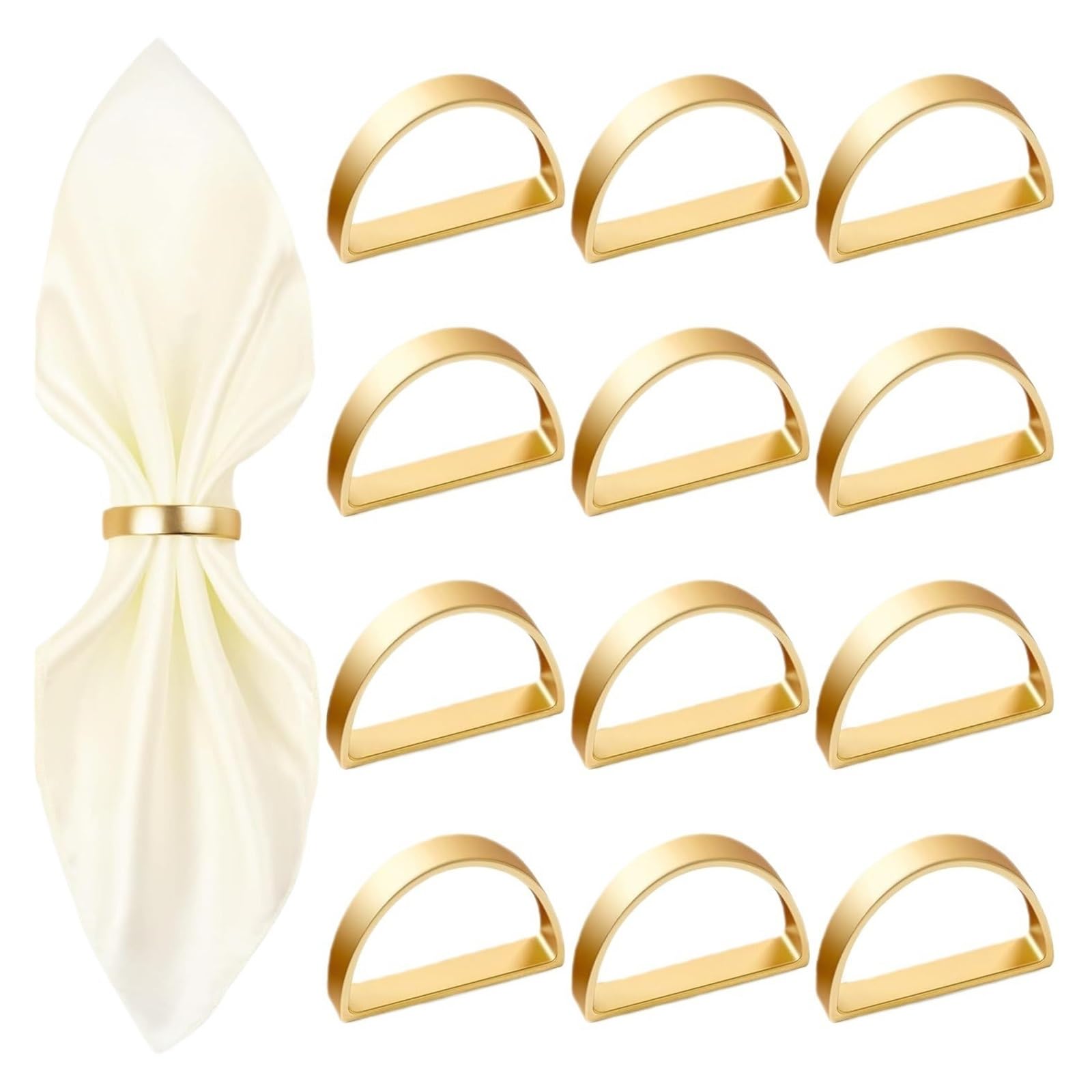 Napkin Rings 6pc Zinc Alloy D Shape Napkin Rings Matte Gold