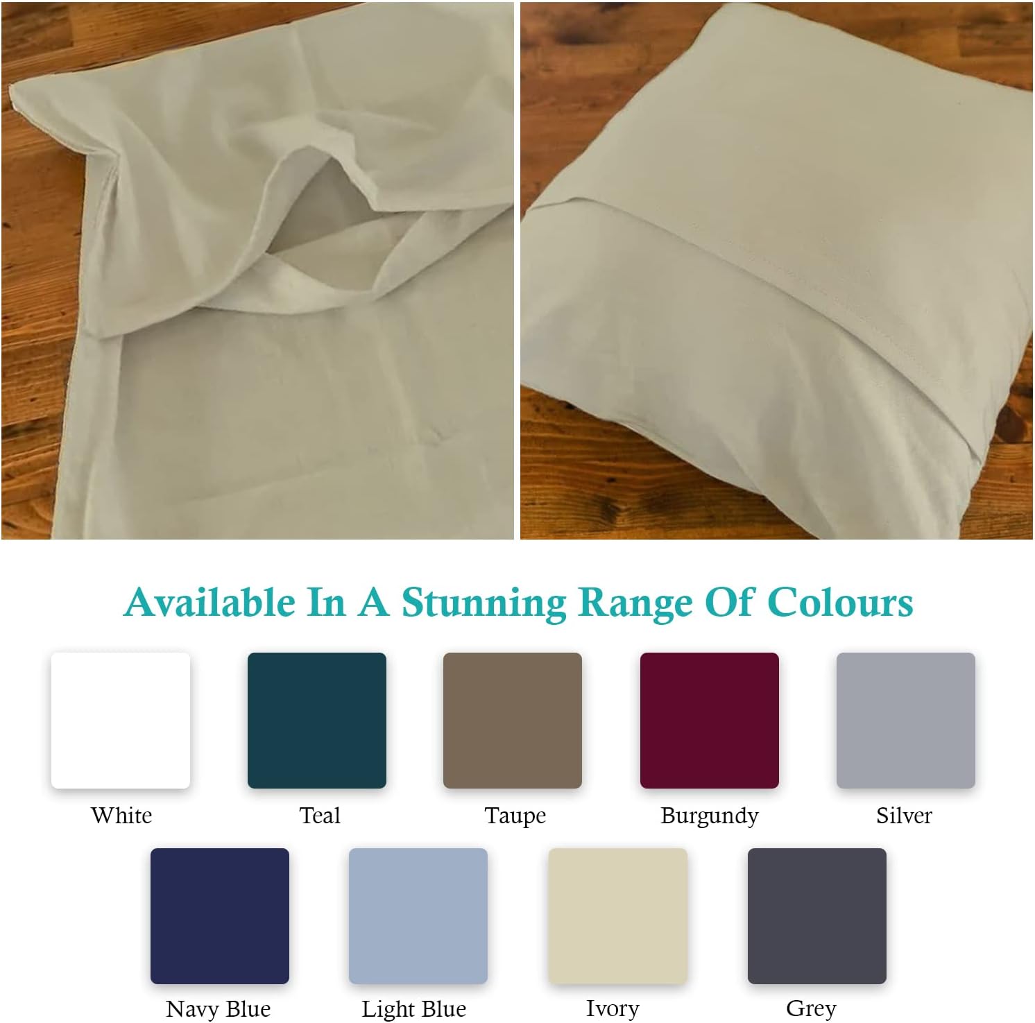 Set of 2 German XL Pillowcases 600 TC 600 TC 100% Egyptian Cotton Pillowcases Natural, Ultra Soft & Silky, Made with Sateen Weave Bed Pillow Cover of Hotel Quality - 31" x 31"(80x80 CM)- Ivory
