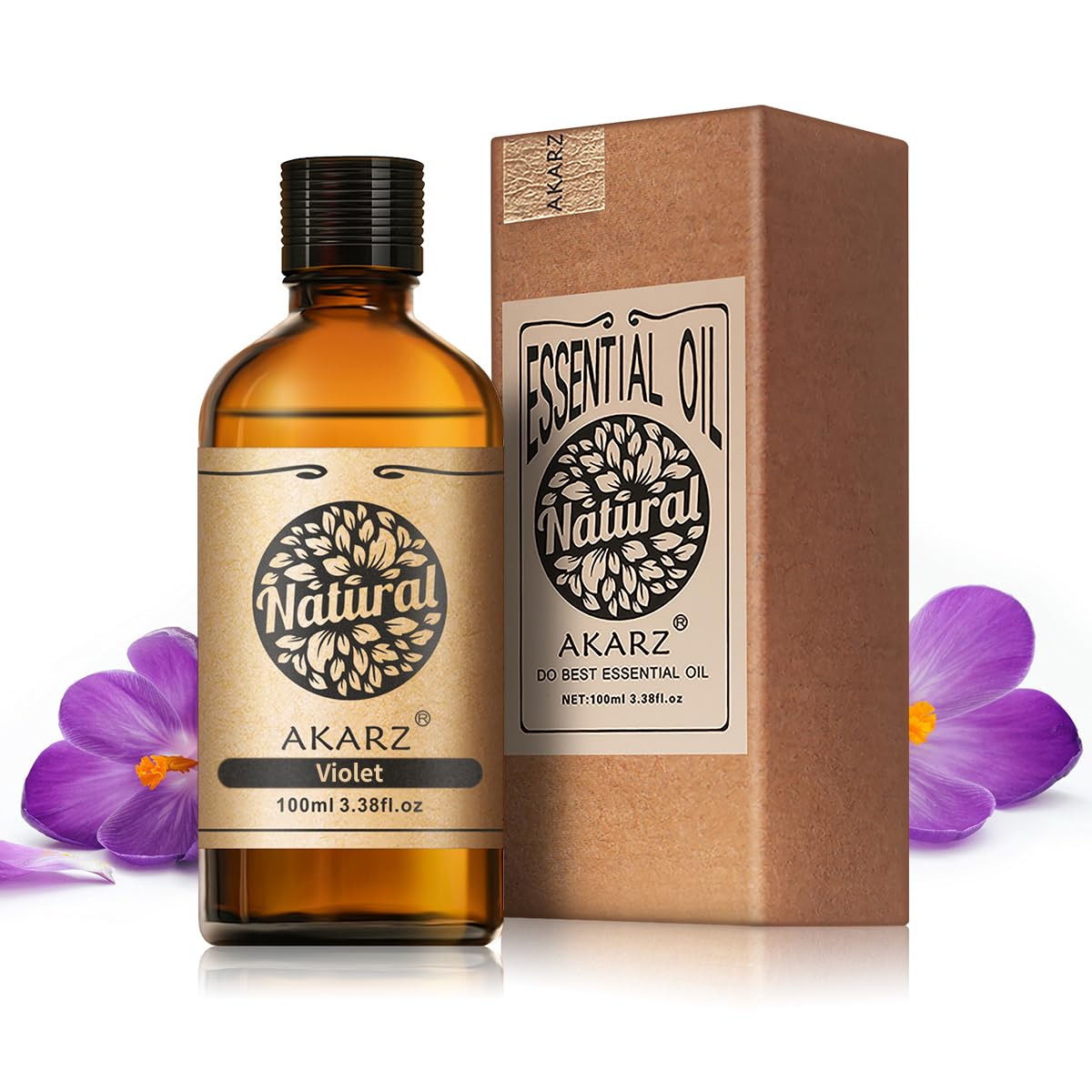 AKARZ 100ml Violet Essential Oil - Pure & Natural Aroma Oil for Diffusers, Room Fragrance & Aromatherapy