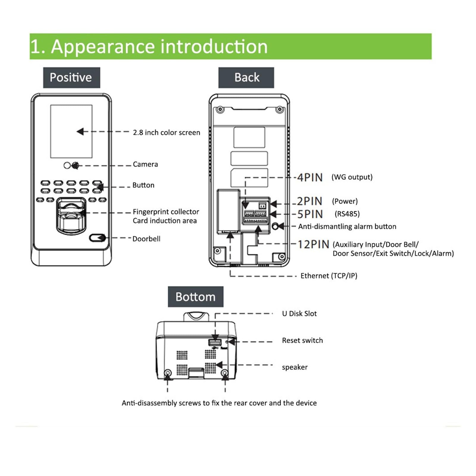 Máquina de Fichaje, Iface3 Reconocimiento facial Tiempo de asistencia y control acceso con lector huellas dactilares Comunicación USB TCP/IP(Multibio800-IC,Arabic)