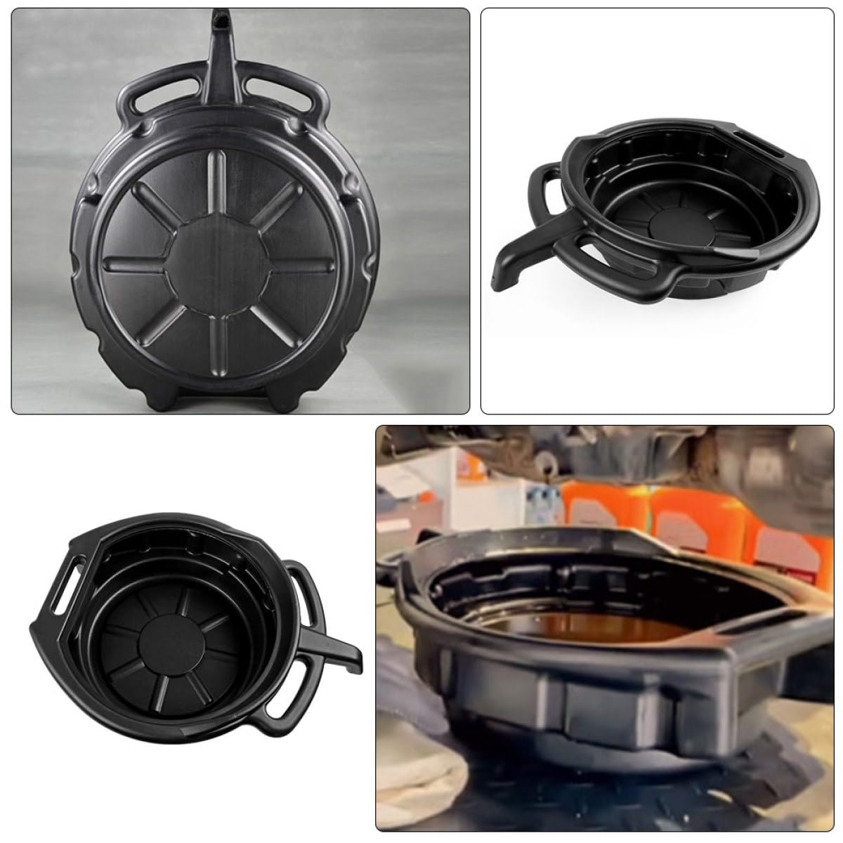 ULTECHNOVO Bandeja de Drenaje Automotor 2 Piezas 10l y 15l para Aceite Usado, Contenedores de Almacenamiento Resistentes de PE para Mantenimiento y Reparación de Motor