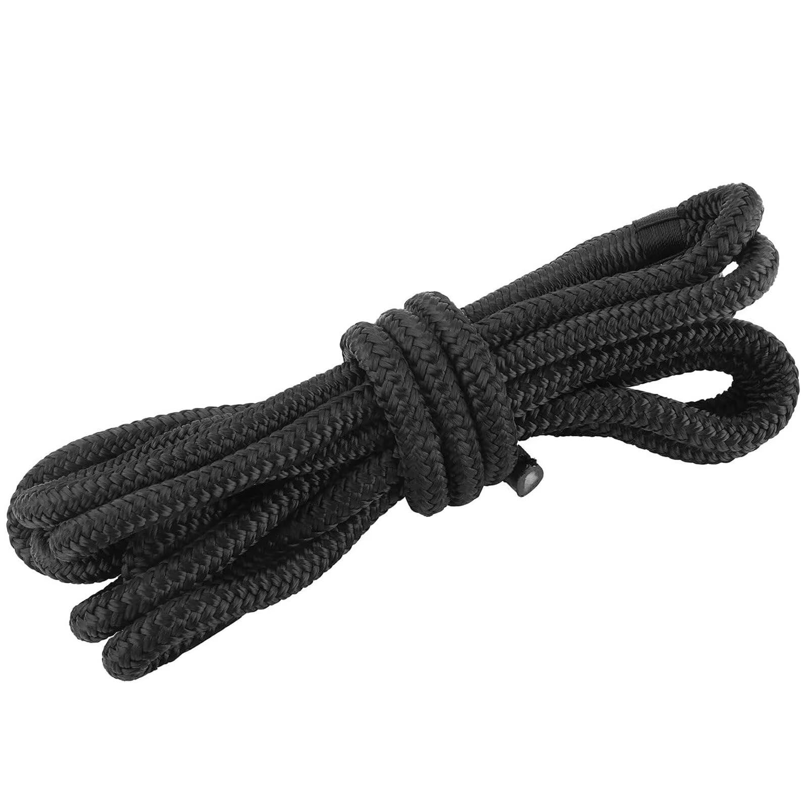 BOOMSTART 4 pezzi corda da ormeggio per barca da 12 mm con occhio in nylon doppio intrecciato, linea Dock Ø 12 mm, L: 4,57 m, occhio 30,48 cm, carico di rottura: 2240 kg, nero
