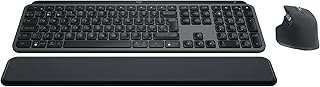 Logitech MX Keys S COMBO - Performance Wireless Keyboard and Mouse with Palm Rest, Customisable Illumination, Fast Scrolling, Bluetooth, USB C, Windows, Linux, Chrome, Mac, QWERTY UK Layout, Graphite