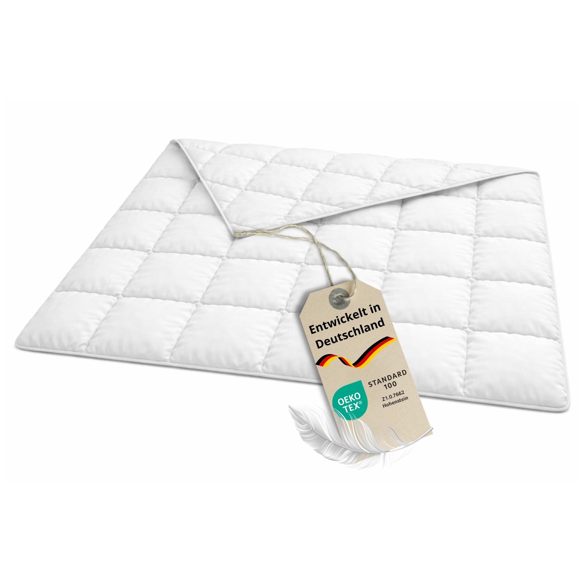 Bodyprotect Daunendecke 135x200 cm Sommer Decke, leichte Sommerbettdecke aus 70% Daunen & 30% Federn, Oeko-TEX Bettdecke, Sommerdaunendecke 135 x 200 cm mit Bezug aus Reiner Baumwolle