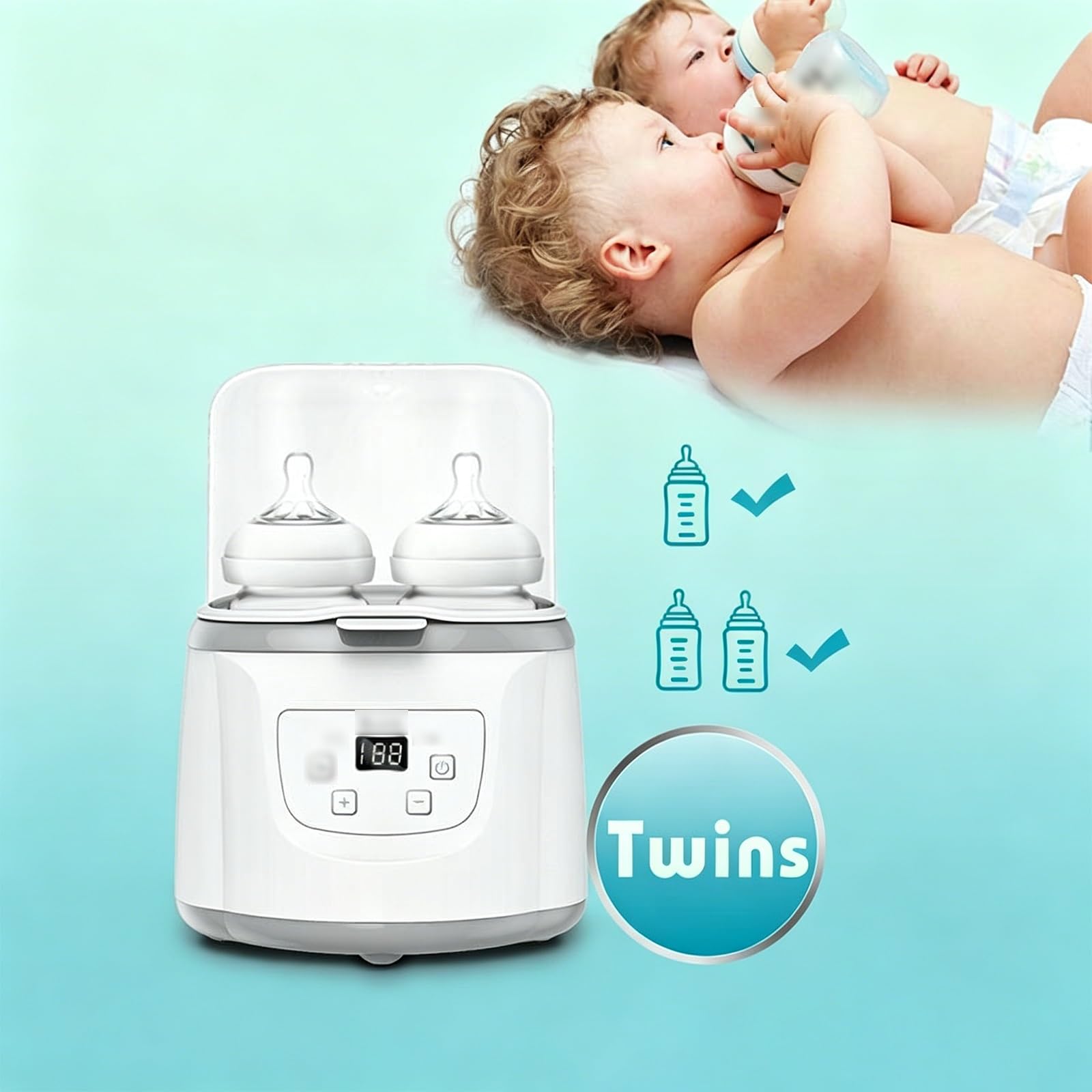 Scaldabiberon e Sterilizzatore Elettrico Digitale, Scaldalatte 4 In 1 con Controllo della Temperatura Regolabile, Dispositivo di Scongelamento Alimenti for L'alimentazione Infantile
