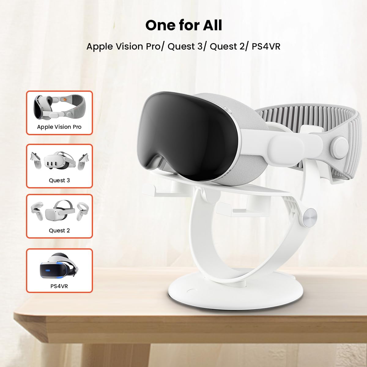VR Headset Stand for Apple Vision Pro for Quest 3/2/Pro for Pico 4/3 for PSVR 2 for PS4 VR for PS5 VR2 for HTC Vive for Valve Index Universal Display Dock Station Controller Holder Storage Mount